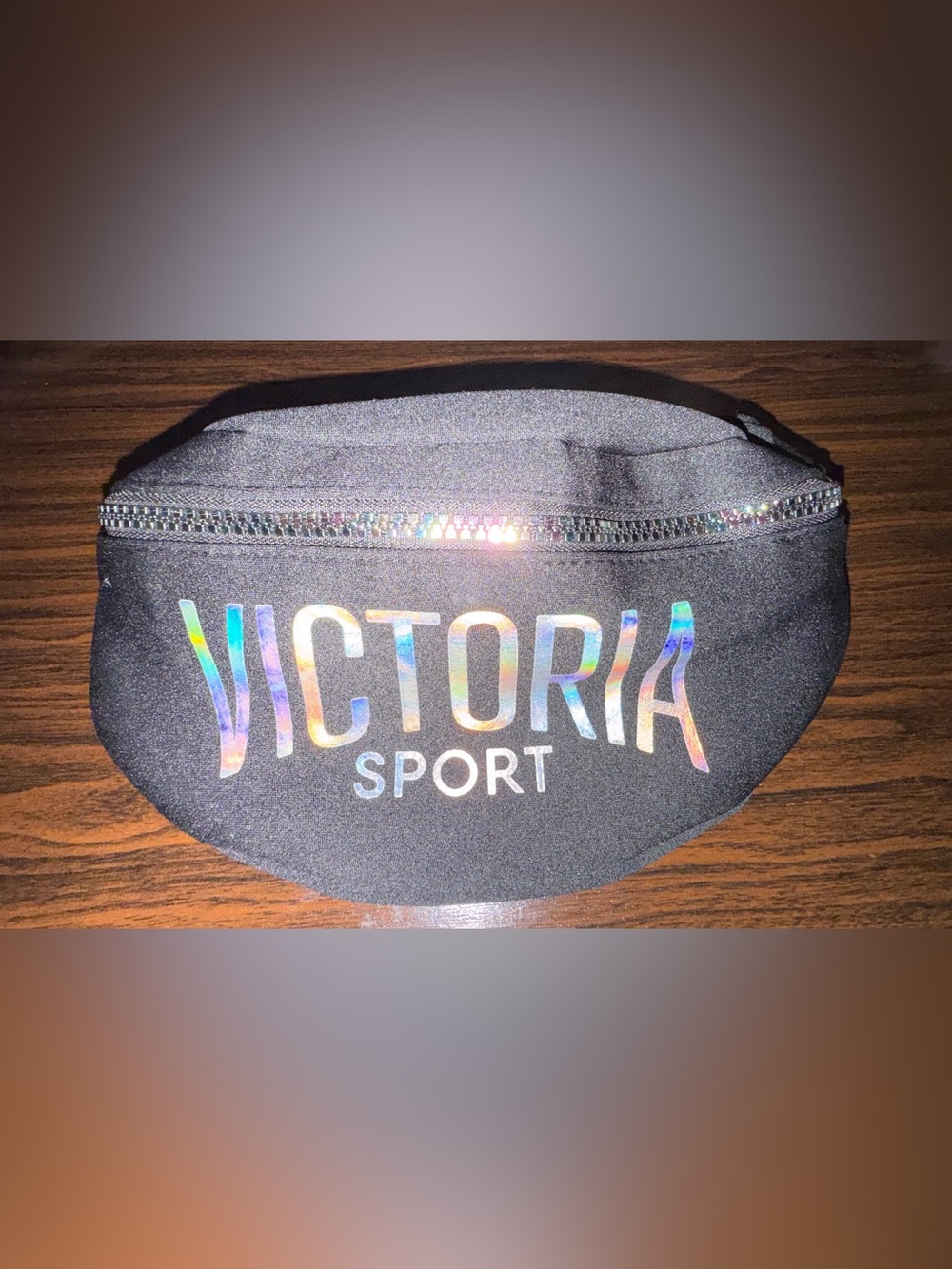 Victoria's Secret Sport Black Fanny Pack with Holographic Logo